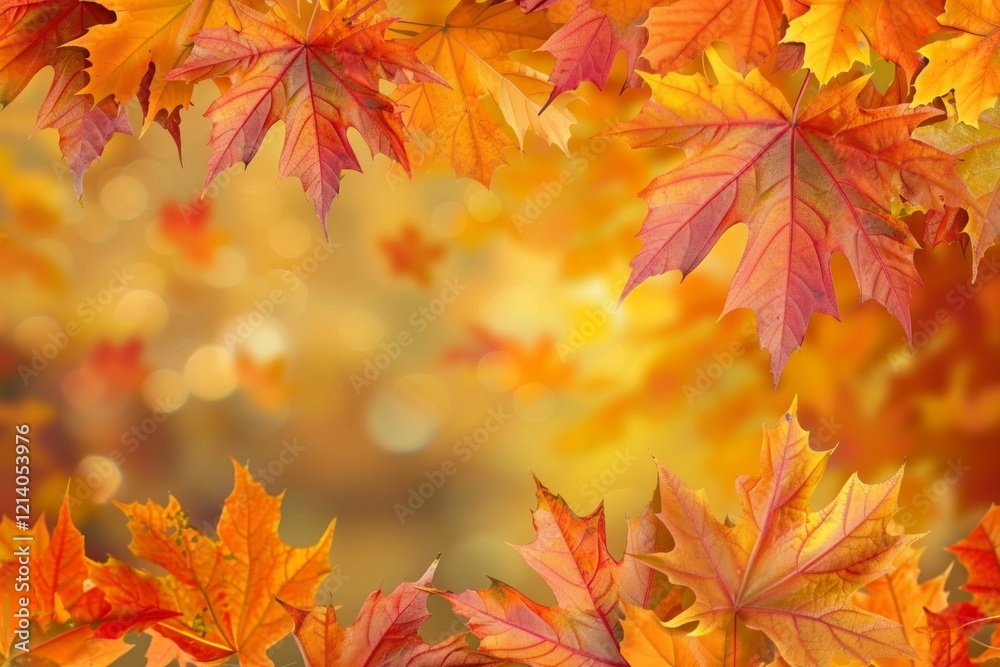 Orange fall leaves in park, autumn natural background. Neural network ai generated Orange fall leaves in park, autumn natural background. Neural network ai generated