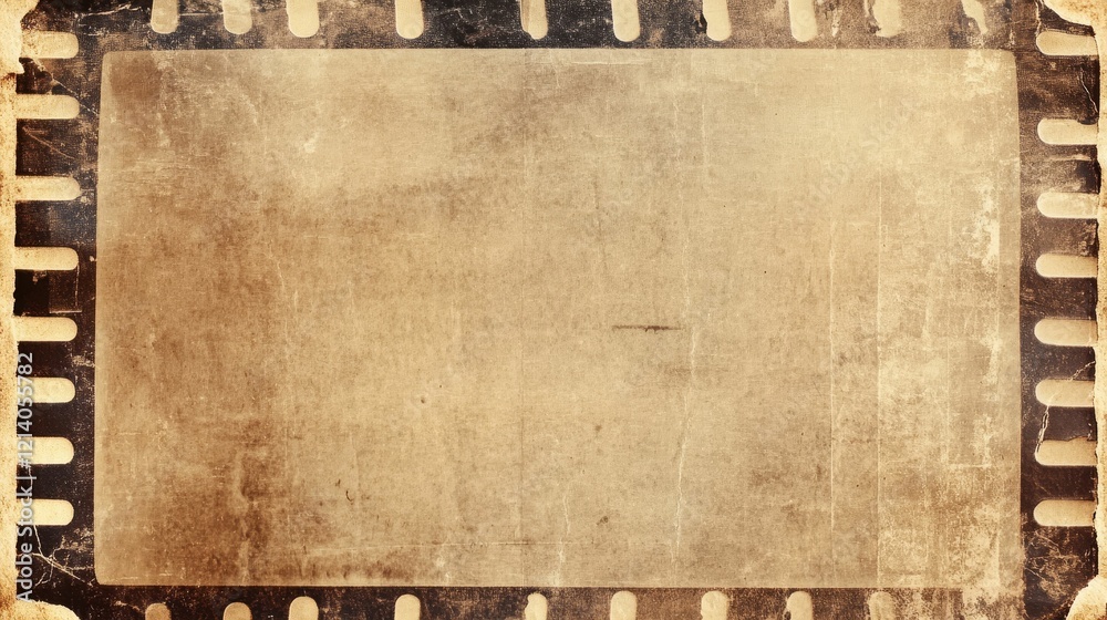 Naklejka premium Aged film strip with a distressed center area.