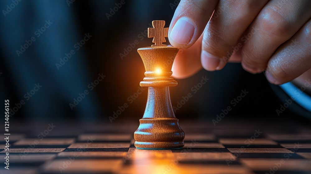 Strategic chess move indoor setting game play close-up view mind games
