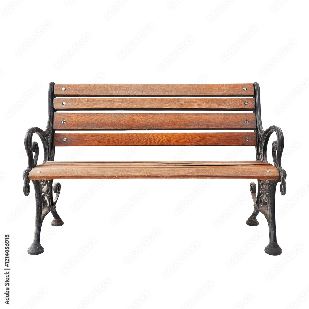 White Park Bench Outdoor Setting on transparent background.