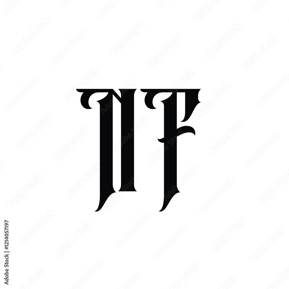 NF monogram logo design letter text name symbol monochrome logotype alphabet character simple logo