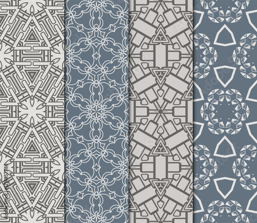 set of Seamless texture of floral ornament. Vector illustration. For the interior design, printing, web and textile