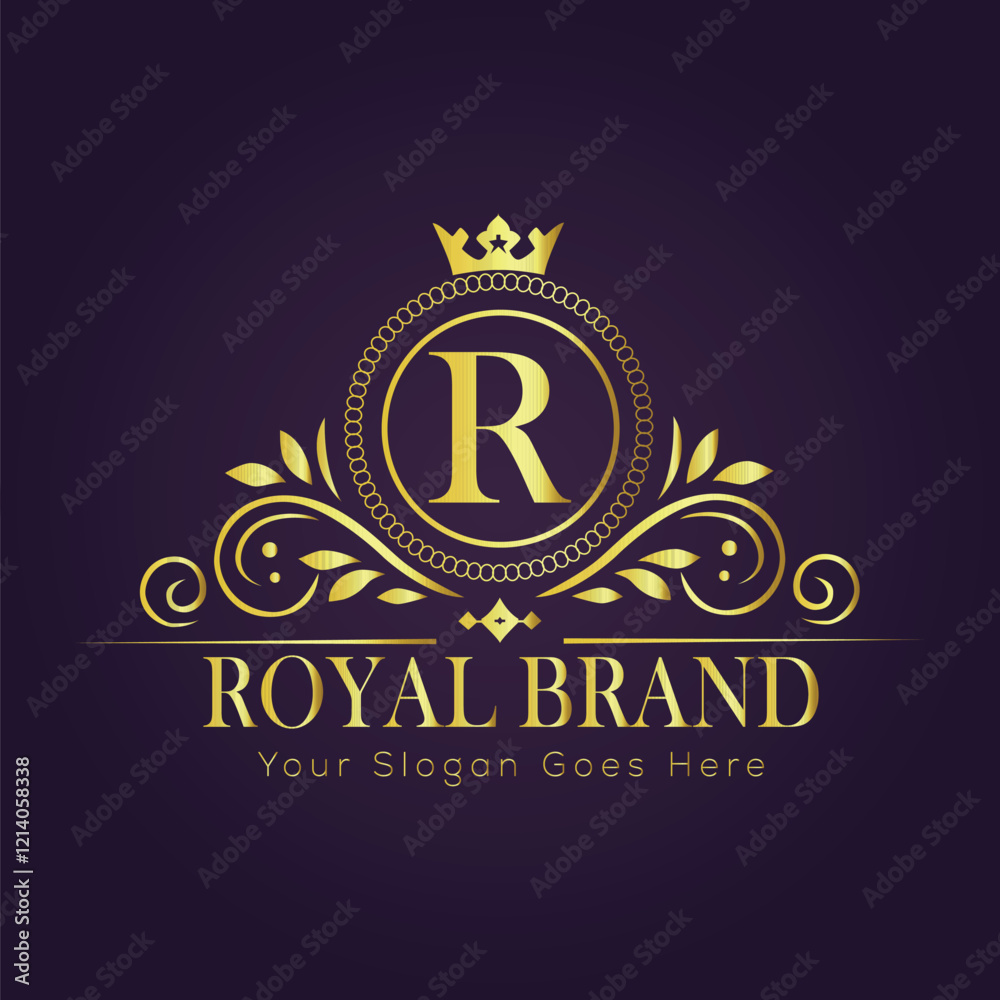 Naklejka premium Letter R luxury gold logo concept