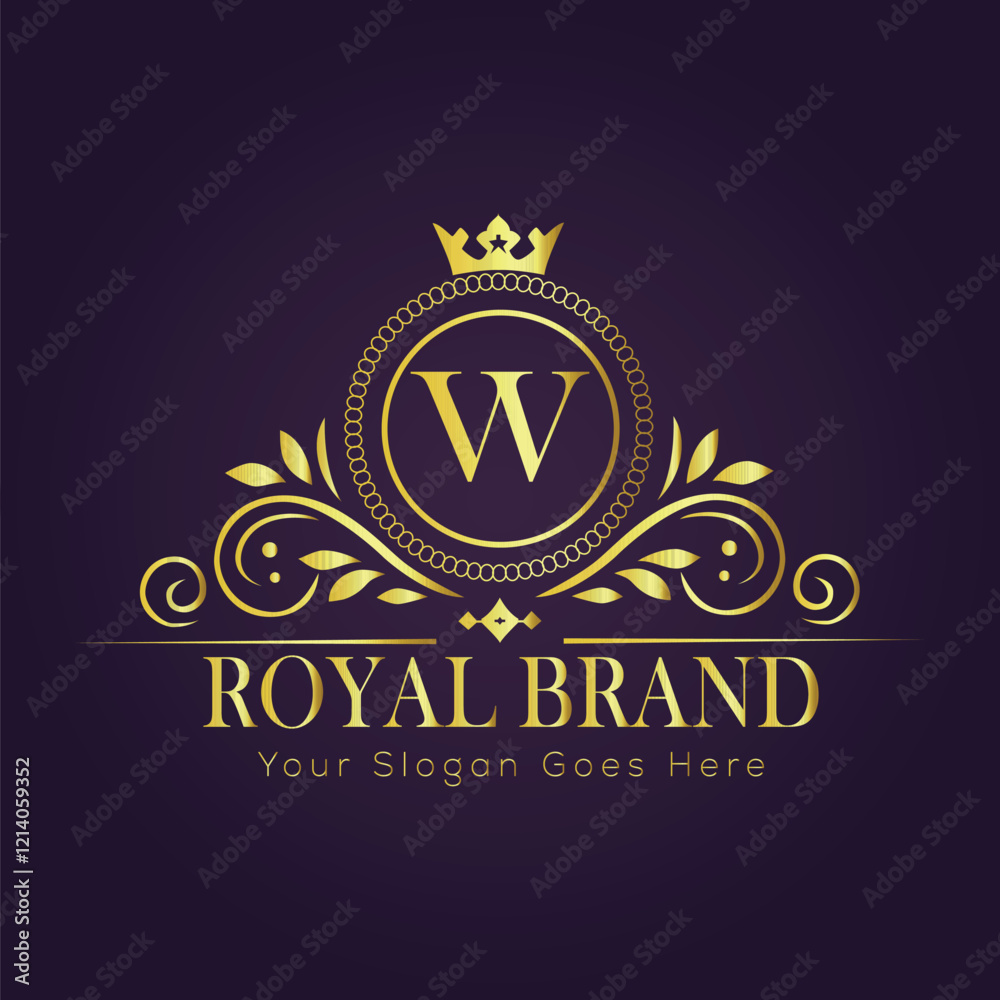 Fototapeta premium Letter W luxury gold logo concept