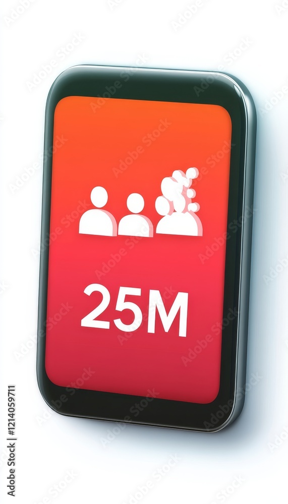 Social Media Notification On Mobile Phone With 25 Million Notification, Phone, Counter Social Media Notification On Mobile Phone With 25 Million Notification, Phone, Counter