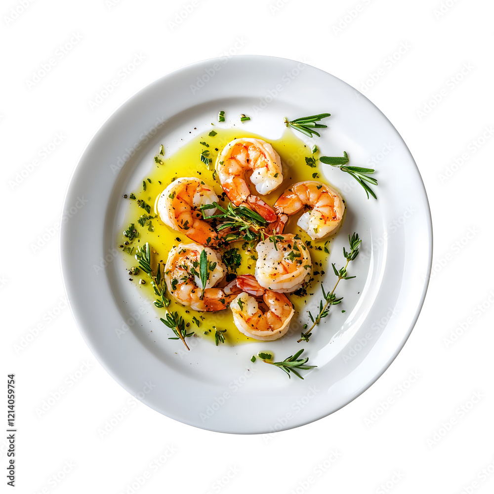 Herb-Seasoned Shrimp Dish Close-Up Presentation. Herb-Seasoned Shrimp Dish Close-Up Presentation.