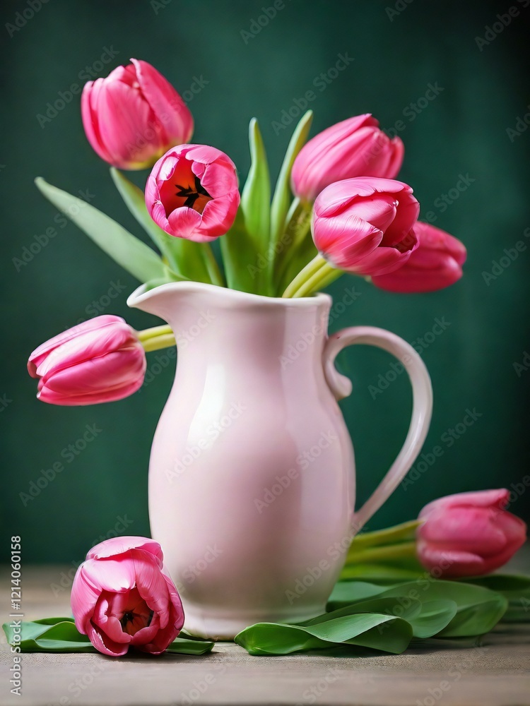 Fototapeta premium pink tulips in a vase