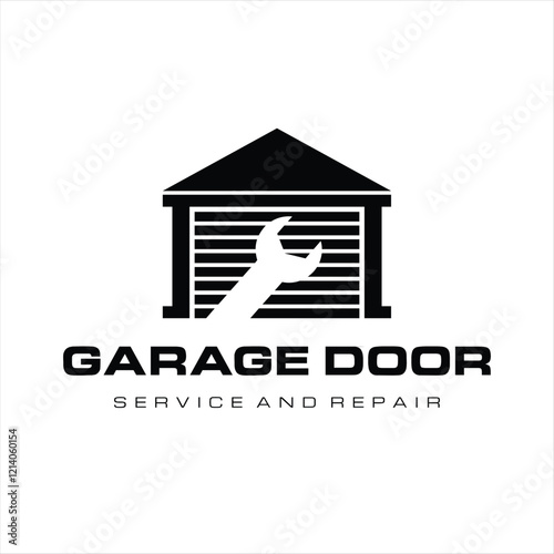 Garage door service and repair building logo design template vector.