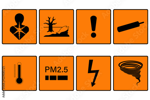 Set of hazard warning signs vactor. Caution danger symbol. Warning Safety Signs.