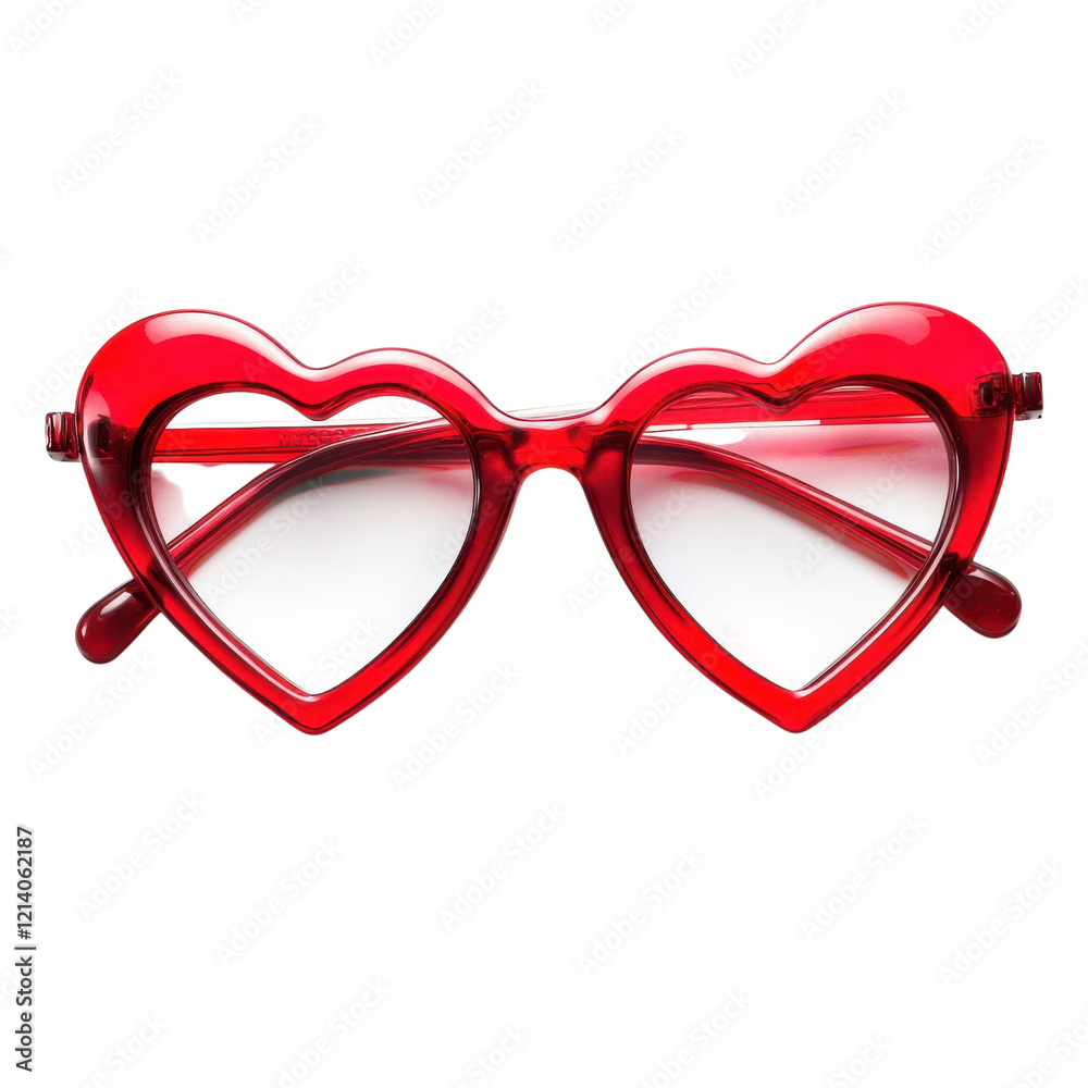Fototapeta premium Red Heart Eyeglass Fashion on transparent background.