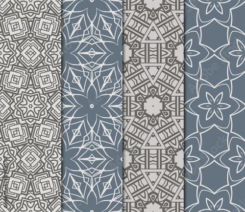 set of Seamless texture of floral ornament. Vector illustration. For the interior design, printing, web and textile