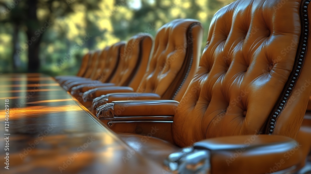 Obraz premium Luxury Leather Chairs Around A Conference Table