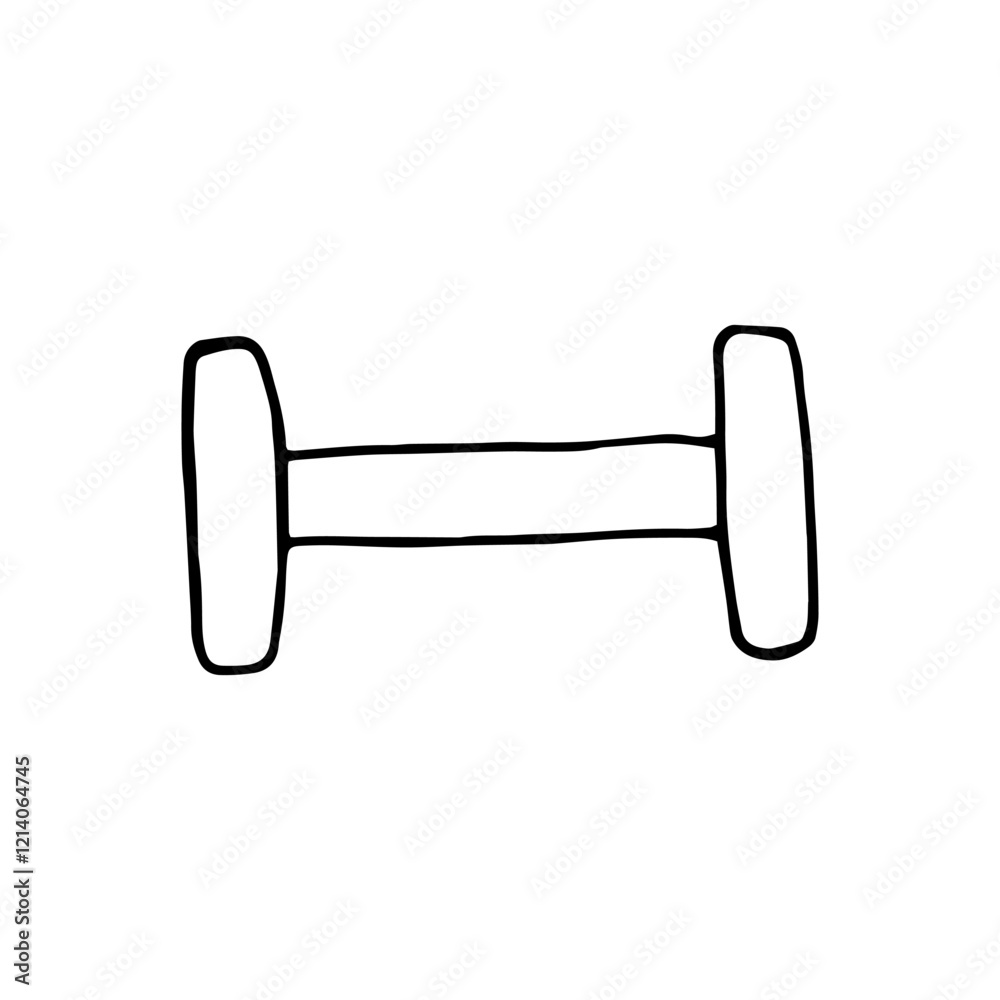Sport Equipment vector doodle illustration. Dumbbell isolated on white background. Hand drawn drawings with black pen on the theme of healthy lifestyle activity. Sport Equipment vector doodle illustration. Dumbbell isolated on white background. Hand drawn drawings with black pen on the theme of healthy lifestyle activity.