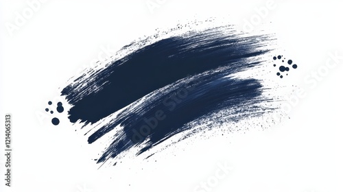Abstract navy blue brush strokes on white background, ideal for design projects.