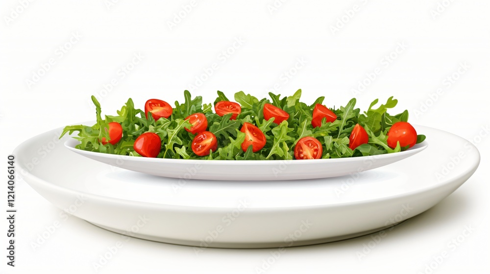 Fresh Arugula Salad with Cherry Tomatoes in White Bowl Healthy Food Diet Concept Fresh Arugula Salad with Cherry Tomatoes in White Bowl Healthy Food Diet Concept