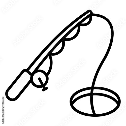 Ice fishing icon with making a hole