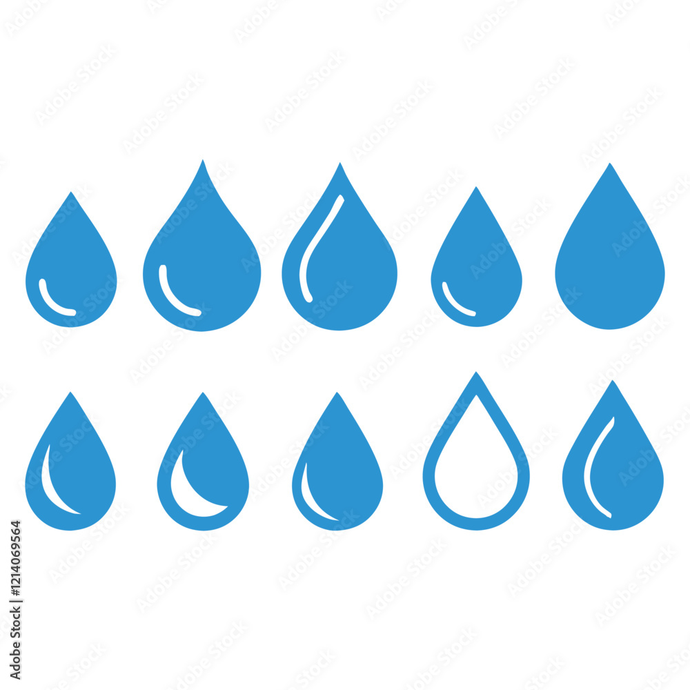 Droplets symbol set flat style vector art illustration Droplets symbol set flat style vector art illustration