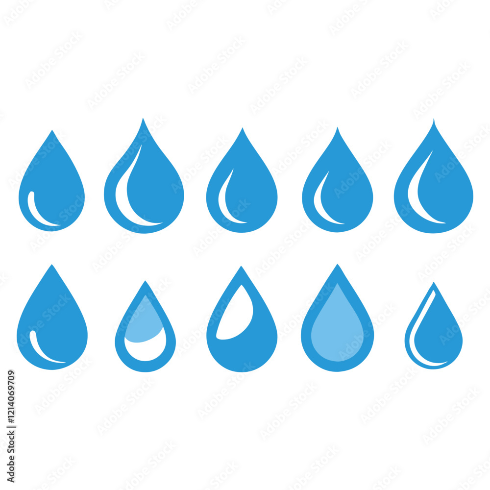 Droplets symbol set flat style vector art illustration Droplets symbol set flat style vector art illustration