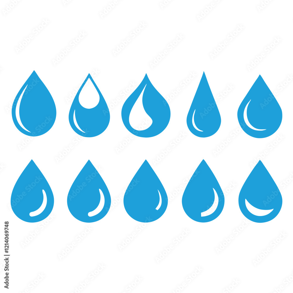 Droplets symbol set flat style vector art illustration Droplets symbol set flat style vector art illustration