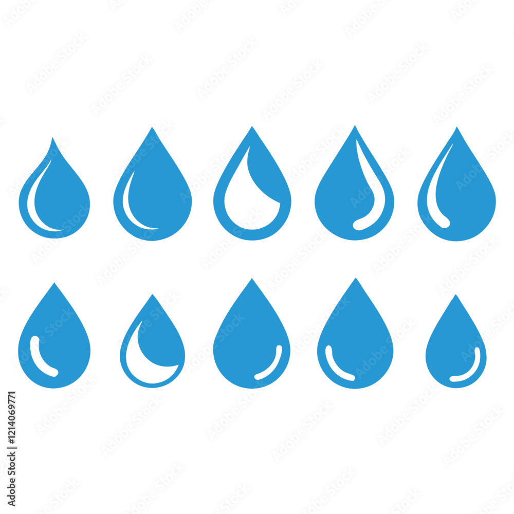 Droplets symbol set flat style vector art illustration Droplets symbol set flat style vector art illustration