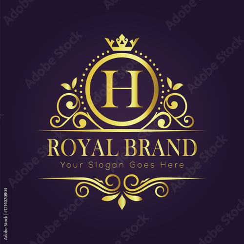 Letter H luxury gold logo concept