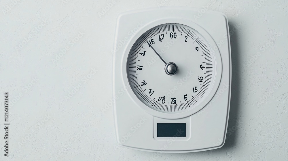 White Analog and Digital Kitchen Scale on Wall Weight Measurement Device White Analog and Digital Kitchen Scale on Wall Weight Measurement Device