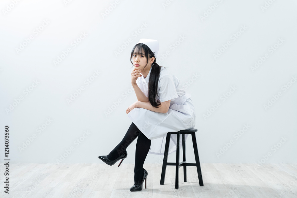 ナース服を着た女性 ナース服を着た女性