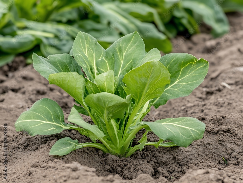Young Bok Choy Growing in Farm Field. Young Bok Choy Growing in Farm Field.