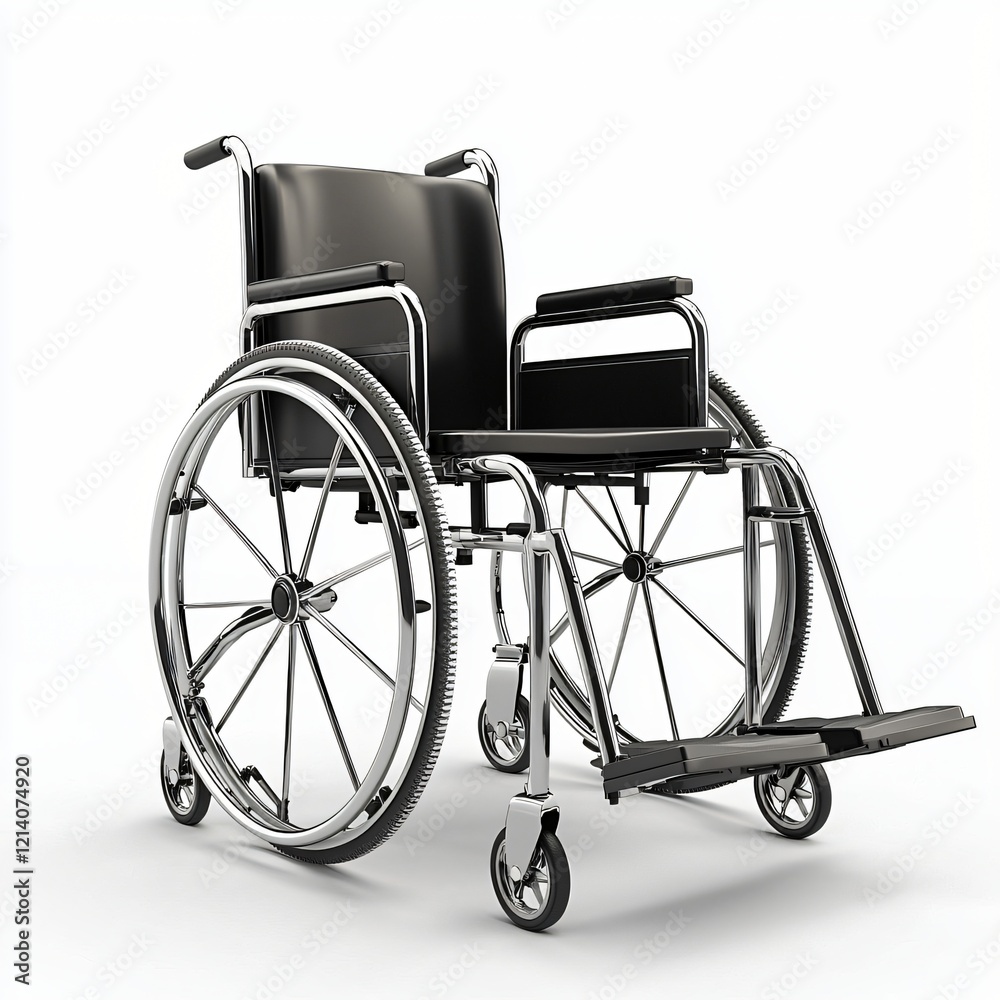 Fototapeta premium Modern Chrome Wheelchair Medical Equipment Disability Aid Mobility Chair