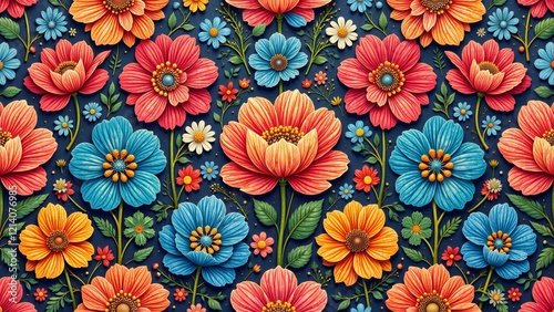 Wallpaper Mural Vibrant floral tapestry showcasing intricate design and rich colors Torontodigital.ca