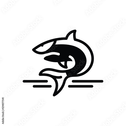Black solid icon for fish