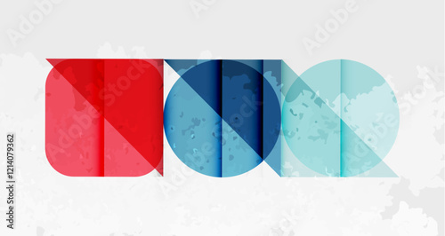 Squares, circles and triangles and grainy noisy texture. Vector Illustration For Wallpaper, Banner, Background, Card, Book Illustration, landing page