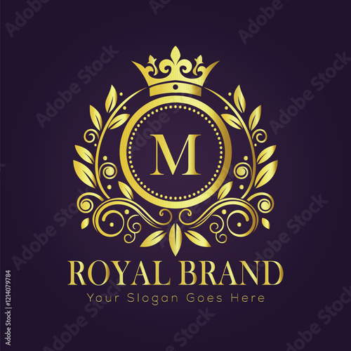 Letter M luxury gold logo concept