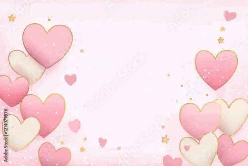 Soft pink heart pattern with space for text Blank background space for text