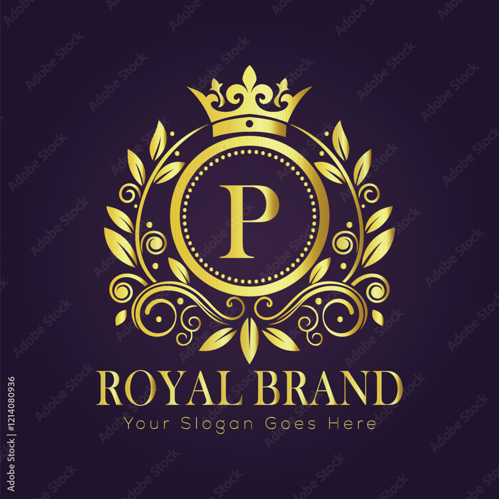 Fototapeta premium Letter P luxury gold logo concept