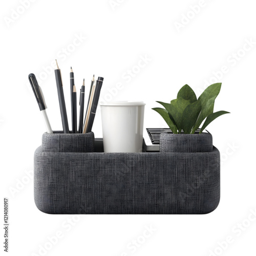 Modern Desk Organizer with Pockets and Plant Holder

 photo