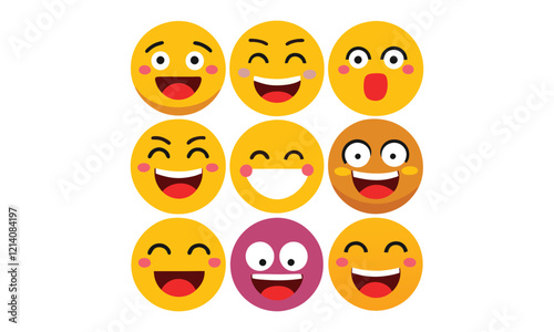 Smiling and Happy Emoji Faces Icon Set