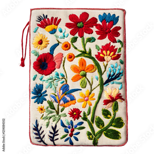 Vibrant Floral Embroidered Fabric Notebook Cover

 photo