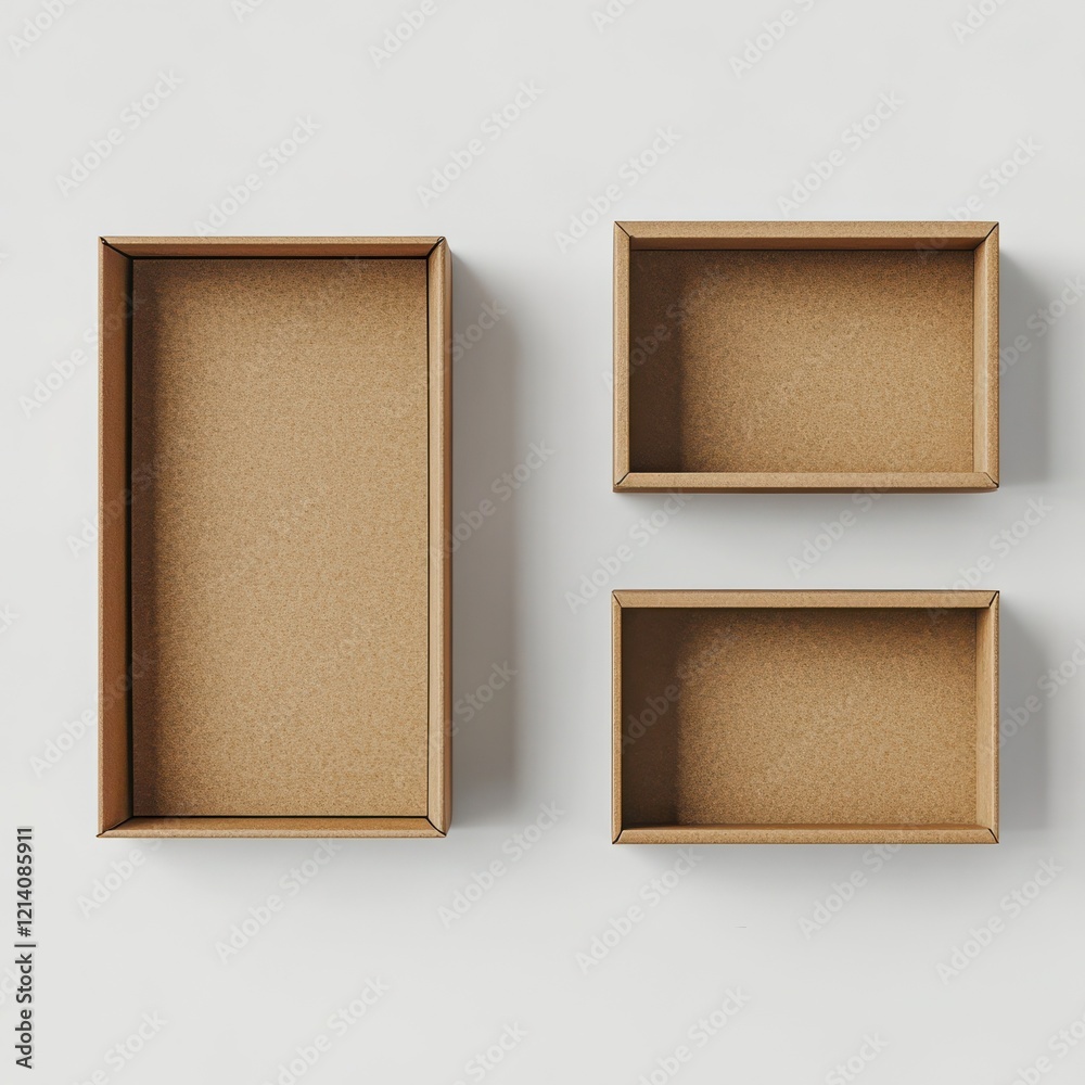 Fototapeta premium Open and Closed Brown Cardboard box mockup, isolated on transparent background, 3D rendering