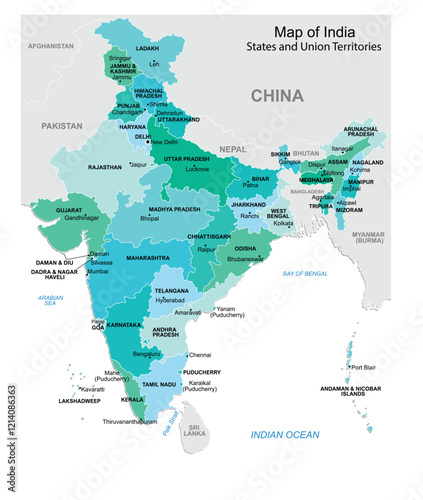 Map of India.States and union territories