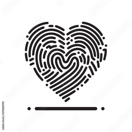 Heart Shape Fingerprint Icon Vector Illustration