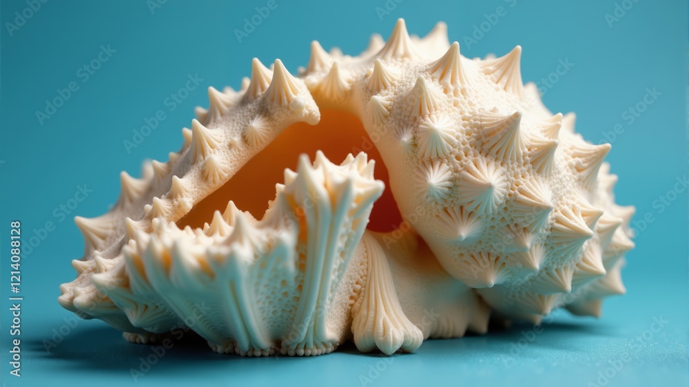 Unique arrangement of wooden mushrooms on a vibrant blue background showcasing creativity Unique arrangement of wooden mushrooms on a vibrant blue background showcasing creativity