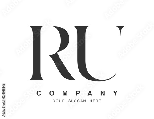 RU logo design. Initial letter r and u serif font style. Creative classic company name typography. Trendy logotype or identity.