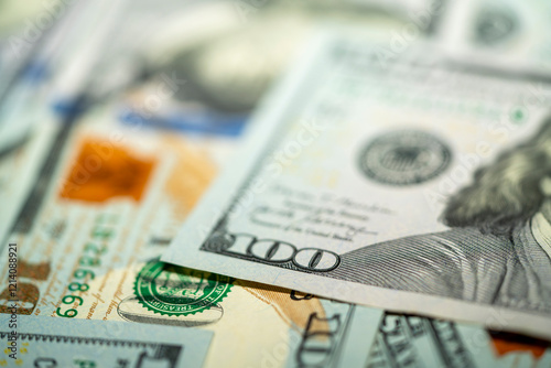 Close-up view of various denominations of cash on a flat surface