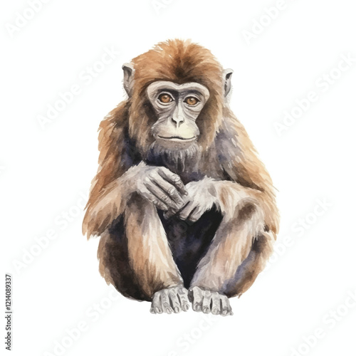watercolor Monkey isolated white background