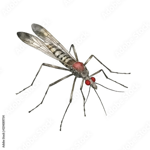 watercolor Mosquito isolated white background