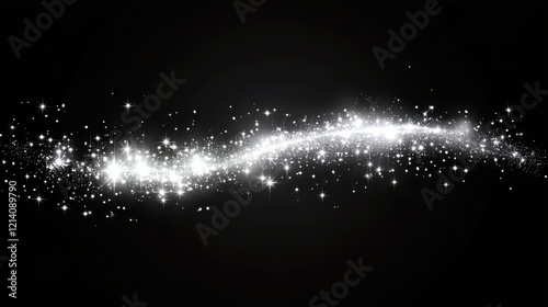 Sparkling Stardust Trail Across Dark Background.