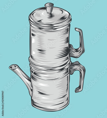 Neapolitan flip coffee pot hand drawn. vector illustration