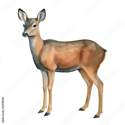 watercolor Muntjac isolated white background