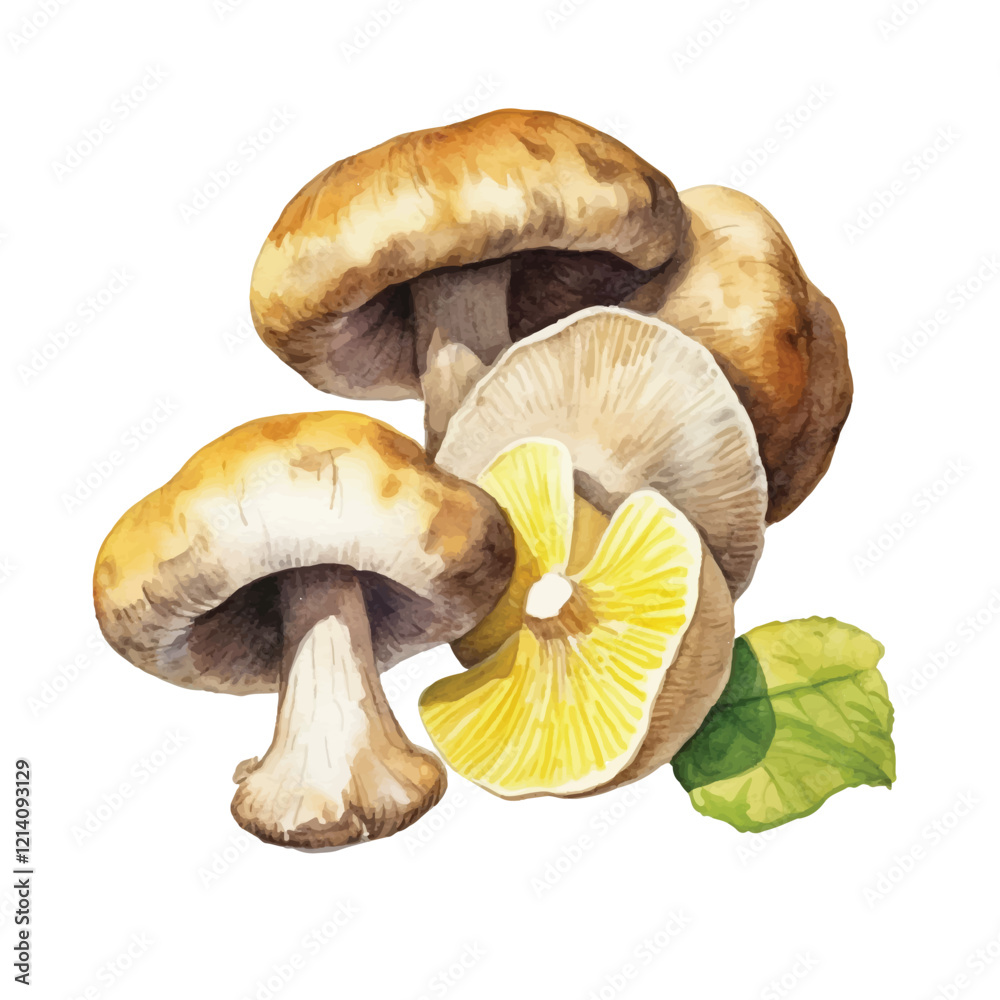 watercolor Matsutake mushroom isolated white background watercolor Matsutake mushroom isolated white background